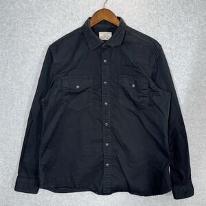 Lee Cooper Black Denim Pearl Snap Shirt Mens SL Stretch Long Sleeve Western